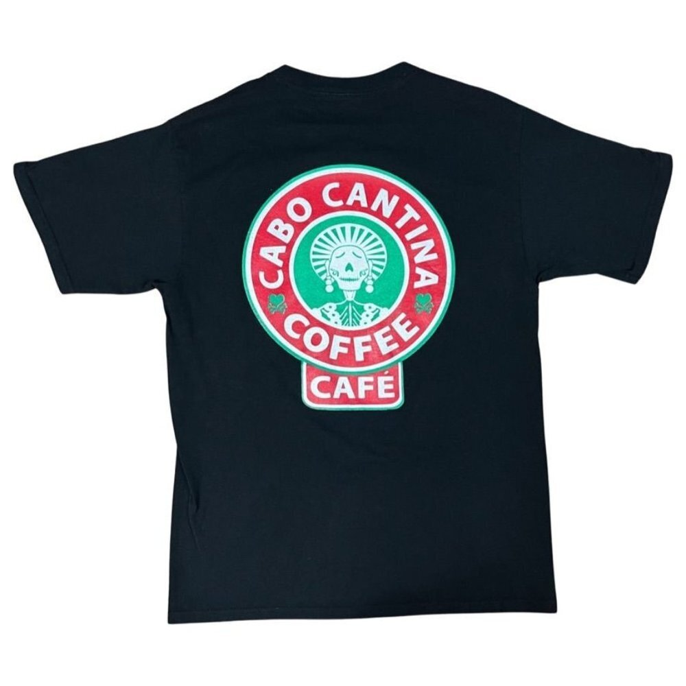 Cabo Cantina Coffee Cafe Graphic Tee Mens M Unisex Starbucks Dias De Los Muertos